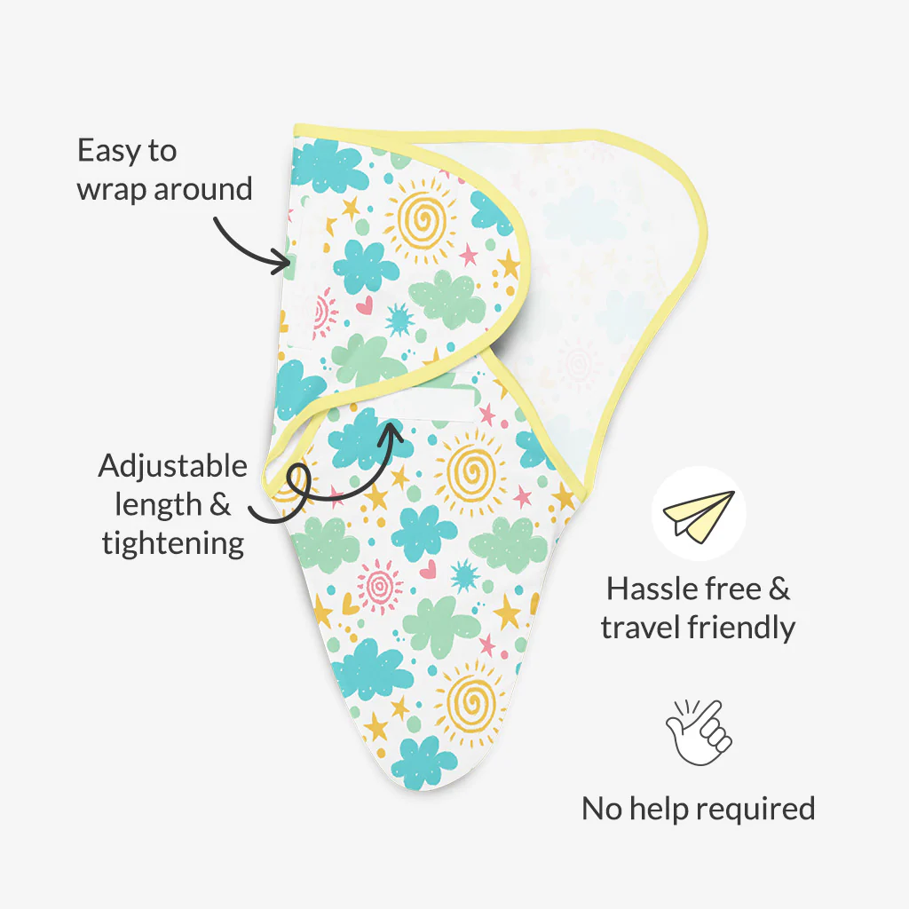 Dry Feel Swaddle Wrap - Pack of 3 (Starry Skies - Ba Ba Sheep - Happy Clouds) - Image 3