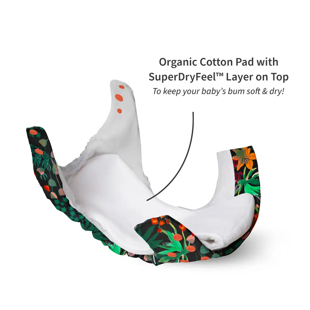 UNO Regular Cloth Diaper with only Dry Feel Pad (No Booster) - Shruberry - Image 5