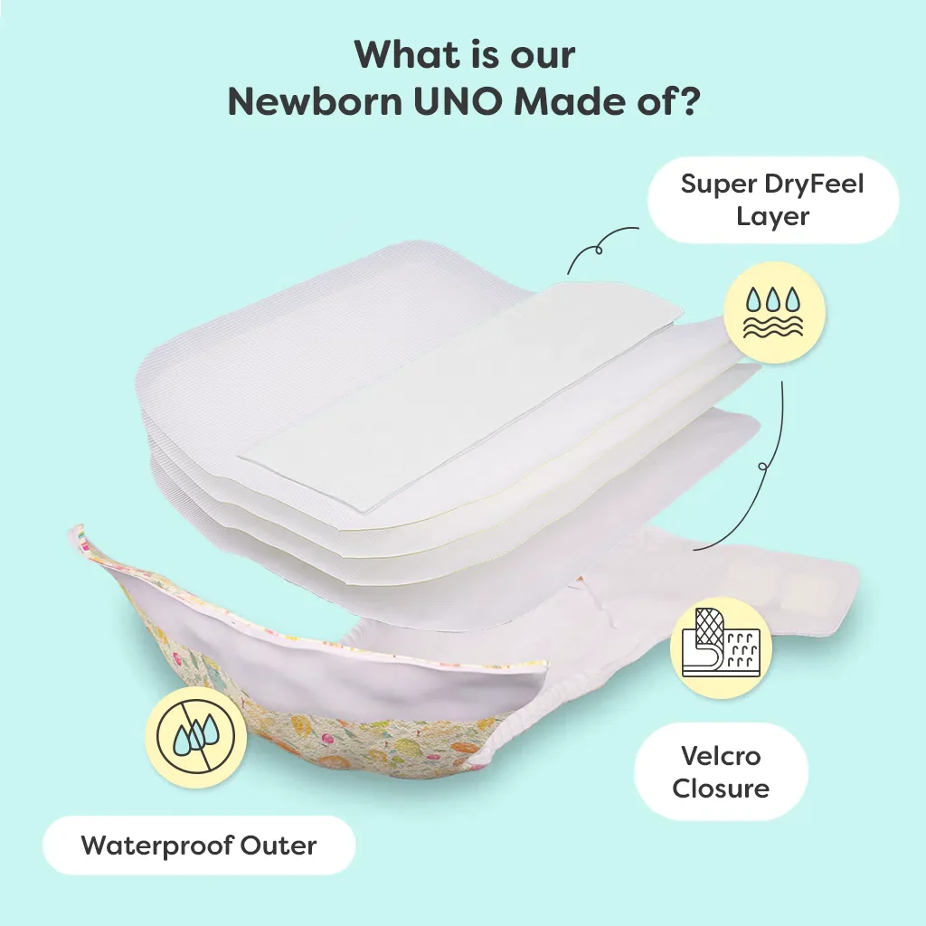 Newborn Cloth Diaper Combo with DryFeel Pad - Image 3