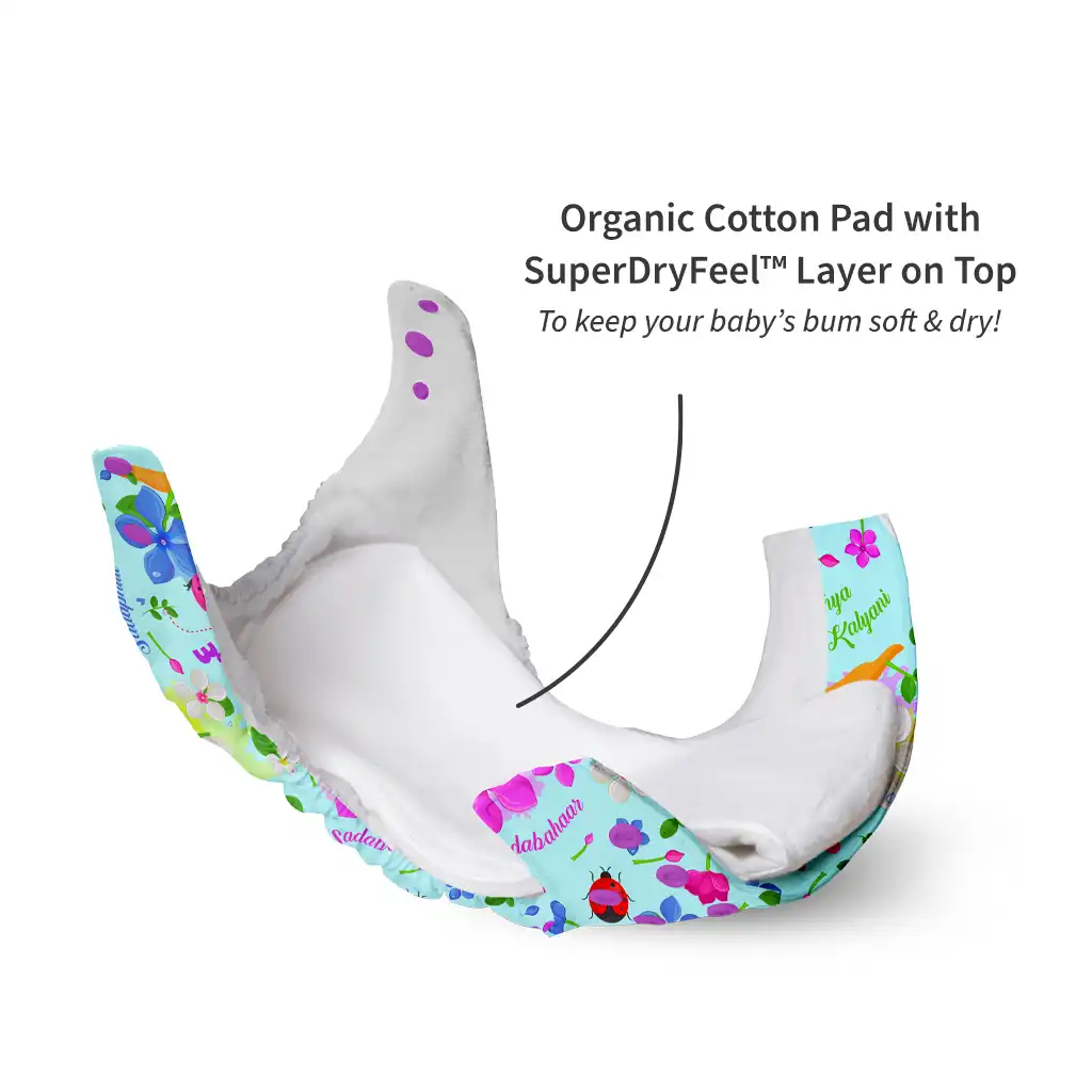 UNO Regular Cloth Diaper with only Dry Feel Pad (No Booster) - Periwinkle - Image 5